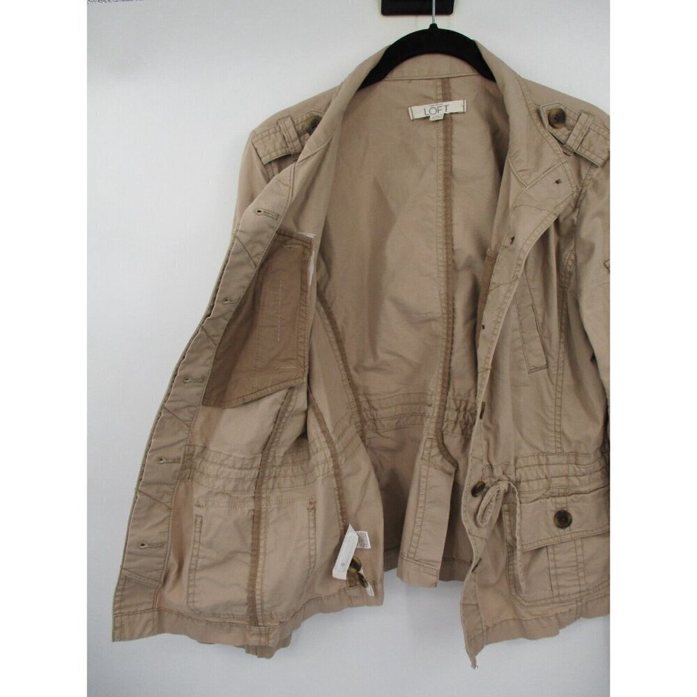 Loft Womens Jacket Medium Button Front Cargo Tan … - image 3